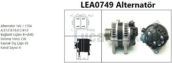 ALTERNATÖR LUCAS LEA0749
