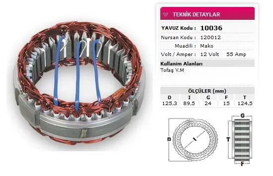 ALTERNATÖR STATÖR YAVUZ 10 036