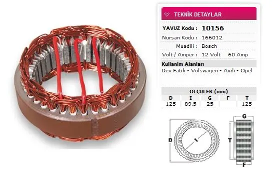 ALTERNATÖR STATÖR YAVUZ 10 156