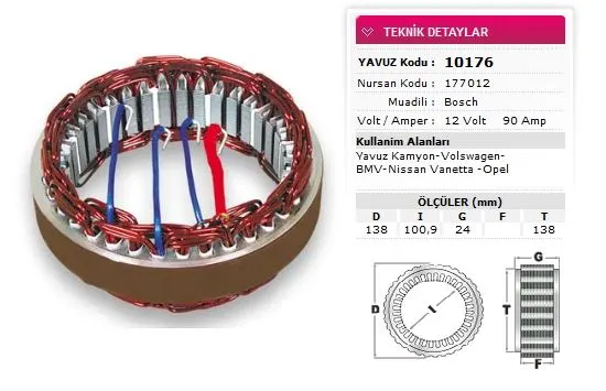 ALTERNATÖR STATÖR YAVUZ 10 176