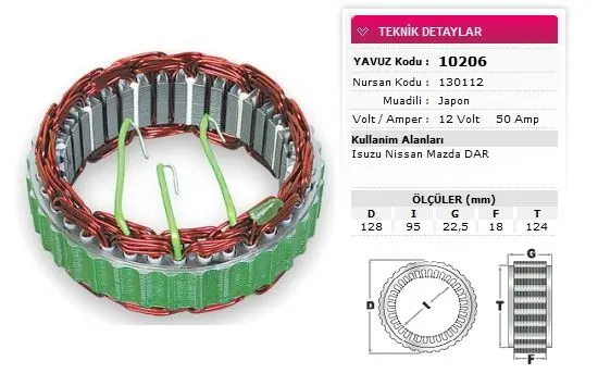 ALTERNATÖR STATÖR YAVUZ 10 206