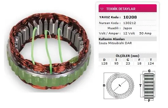 ALTERNATÖR STATÖR YAVUZ 10 208