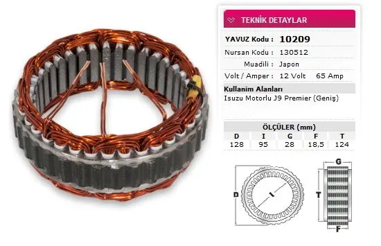 ALTERNATÖR STATÖR YAVUZ 10 209