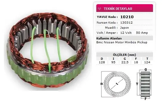ALTERNATÖR STATÖR YAVUZ 10 210