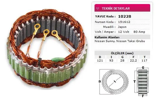 ALTERNATÖR STATÖR YAVUZ 10 228