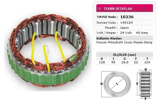 ALTERNATÖR STATÖR YAVUZ 10 236