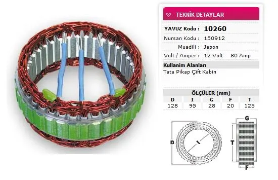ALTERNATÖR STATÖR YAVUZ 10 260