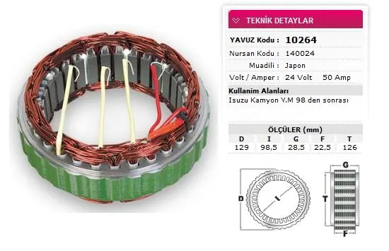 ALTERNATÖR STATÖR YAVUZ 10 264