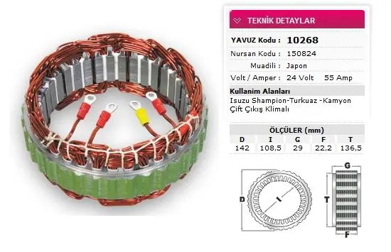 ALTERNATÖR STATÖR YAVUZ 10 268