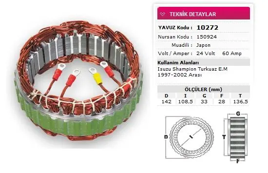 ALTERNATÖR STATÖR YAVUZ 10 272