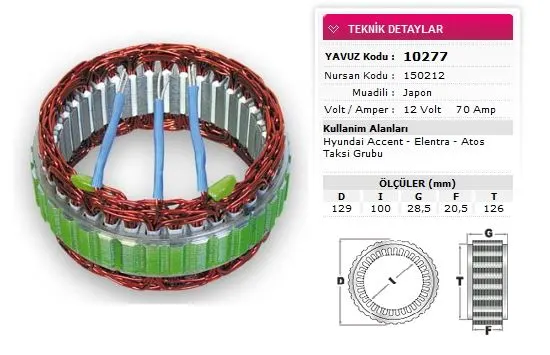 ALTERNATÖR STATÖR YAVUZ 10 277