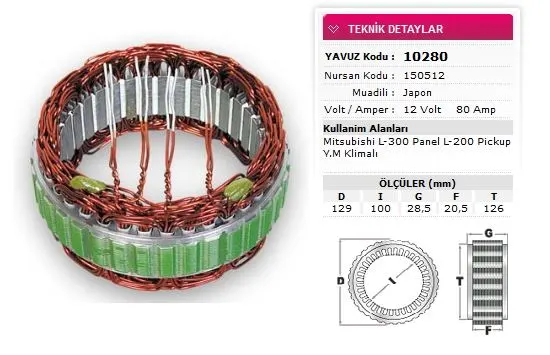 ALTERNATÖR STATÖR YAVUZ 10 280