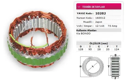 ALTERNATÖR STATÖR YAVUZ 10 282