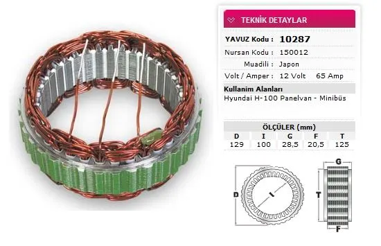 ALTERNATÖR STATÖR YAVUZ 10 287