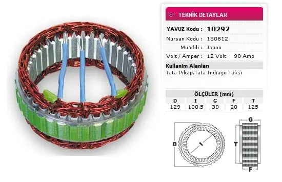 ALTERNATÖR STATÖR YAVUZ 10 292