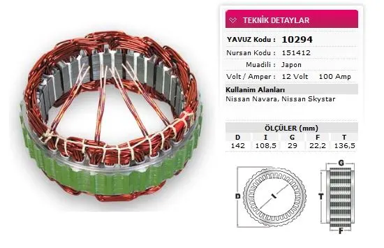 ALTERNATÖR STATÖR YAVUZ 10 294