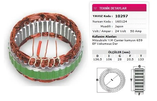 ALTERNATÖR STATÖR YAVUZ 10 297