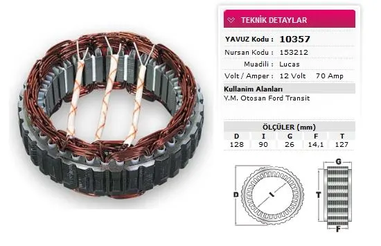 ALTERNATÖR STATÖR YAVUZ 10 357