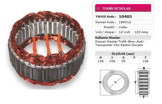 ALTERNATÖR STATÖR YAVUZ 10 405