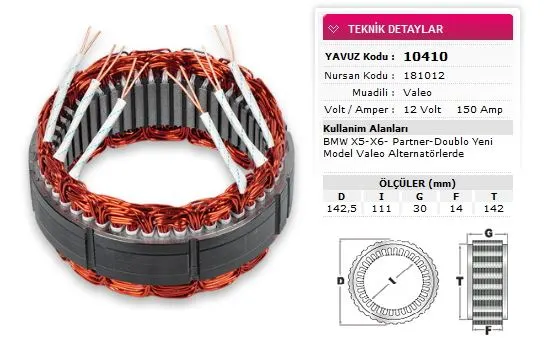 ALTERNATÖR STATÖR YAVUZ 10 410