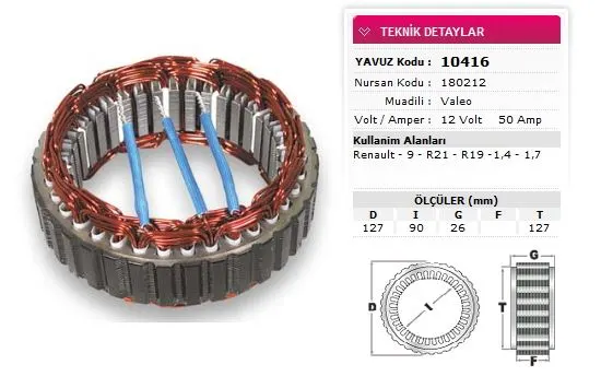 ALTERNATÖR STATÖR YAVUZ 10 416