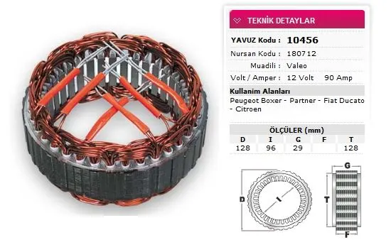ALTERNATÖR STATÖR YAVUZ 10 456