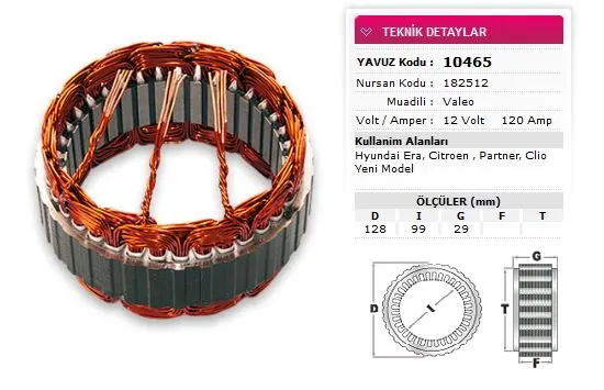 ALTERNATÖR STATÖR YAVUZ 10 465