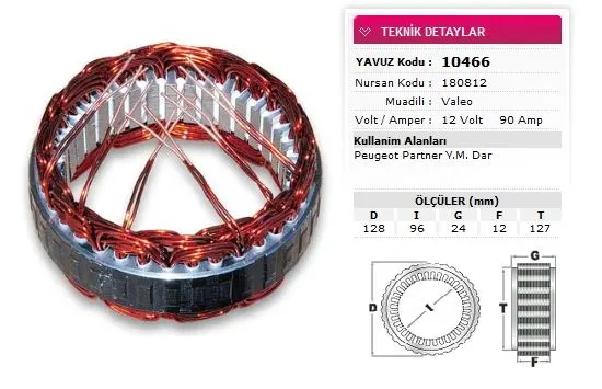 ALTERNATÖR STATÖR YAVUZ 10 466