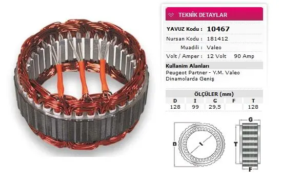 ALTERNATÖR STATÖR YAVUZ 10 467