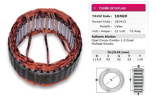 ALTERNATÖR STATÖR YAVUZ 10 469