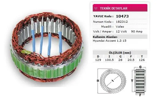 ALTERNATÖR STATÖR YAVUZ 10 473
