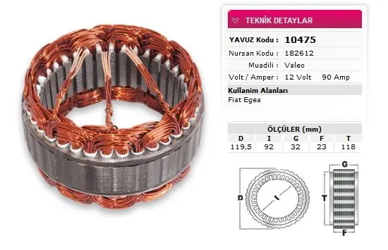 ALTERNATÖR STATÖR YAVUZ 10 475