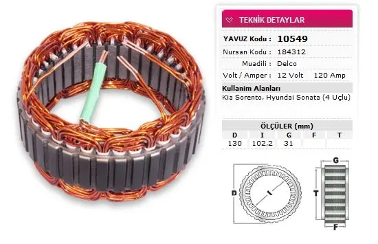 ALTERNATÖR STATÖR YAVUZ 10 549
