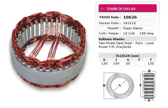 ALTERNATÖR STATÖR YAVUZ 10 626