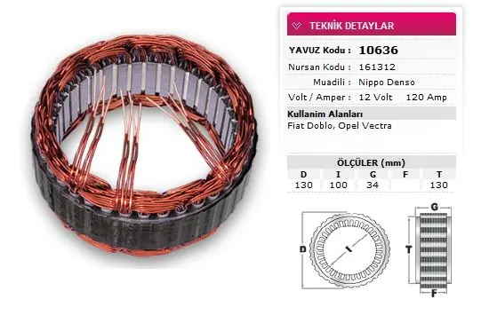 ALTERNATÖR STATÖR YAVUZ 10 636