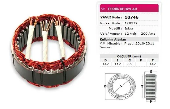 ALTERNATÖR STATÖR YAVUZ 10 746