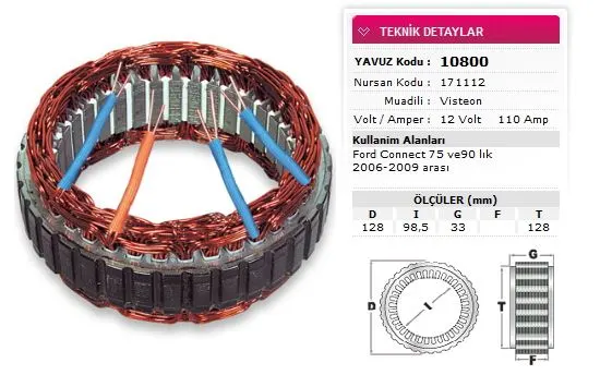 ALTERNATÖR STATÖR YAVUZ 10 800