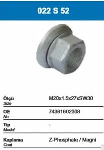 BESEL - Ağır Vasıta BİJON CİVATASI SOMUNU SAPLAMASI BESEL 022S52-11