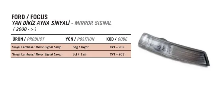 DİKİZ AYNASI SİNYALİ LAMBASI CERKEZ CVT-203