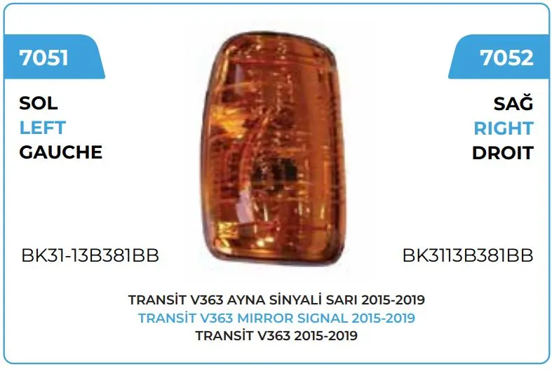 DİKİZ AYNASI SİNYALİ LAMBASI PLEKSAN 7051