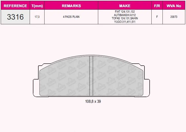 DİSK BALATA BESER 3316