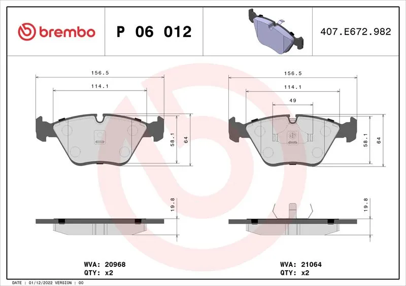 DİSK BALATA BREMBO P06012