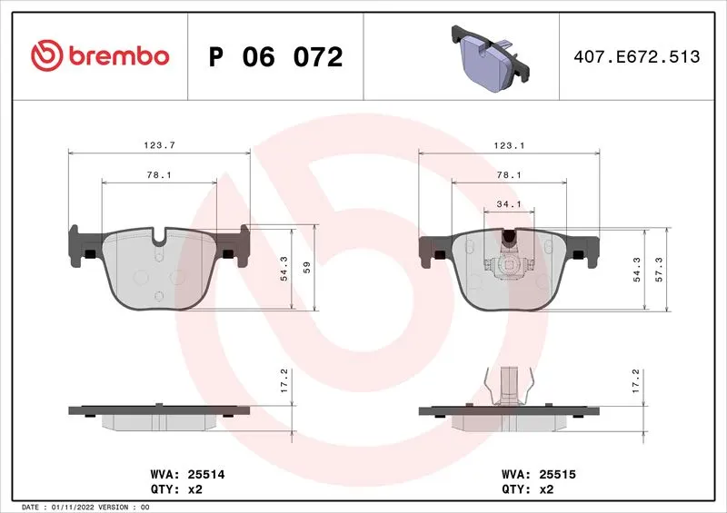 DİSK BALATA BREMBO P06072