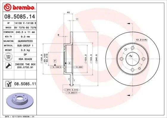 FREN DİSKİ BREMBO 08508514