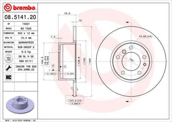 FREN DİSKİ BREMBO 08514120