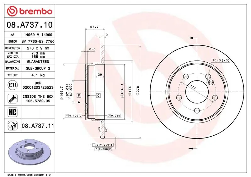 FREN DİSKİ BREMBO 08A73710