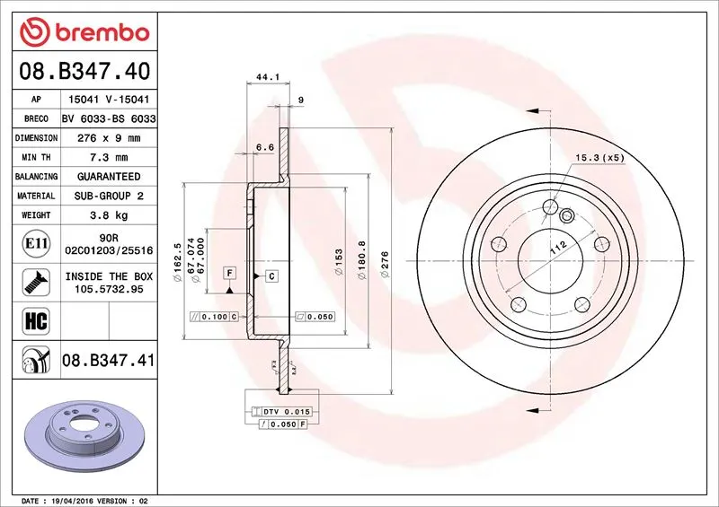 FREN DİSKİ BREMBO 08B34740