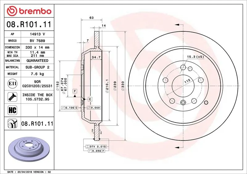 FREN DİSKİ BREMBO 08R10111