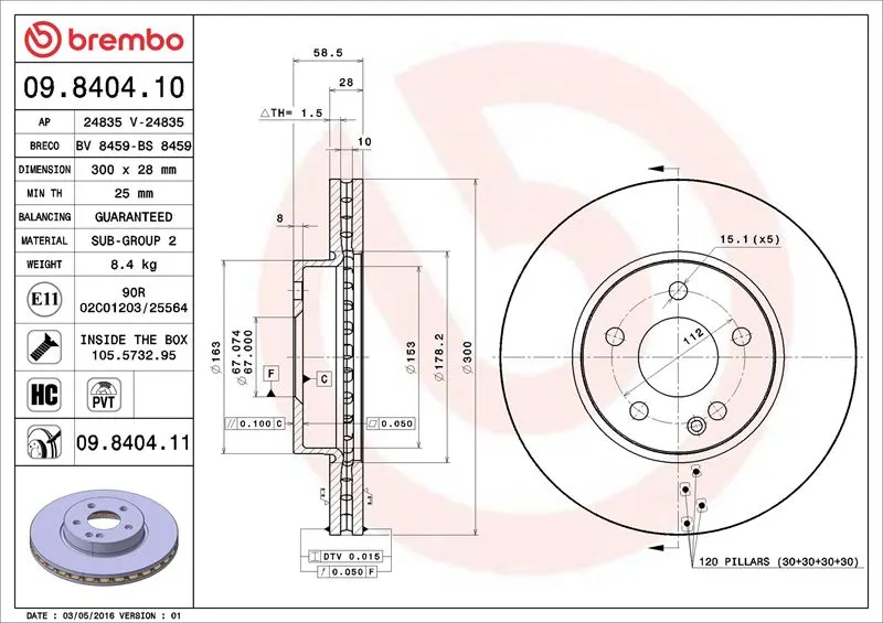 FREN DİSKİ BREMBO 09840410