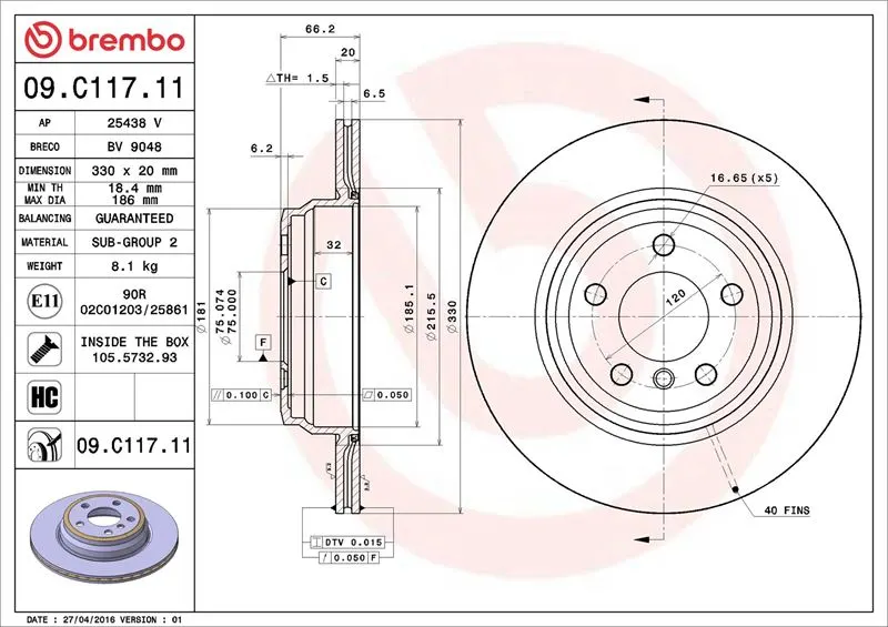 FREN DİSKİ BREMBO 09C11711